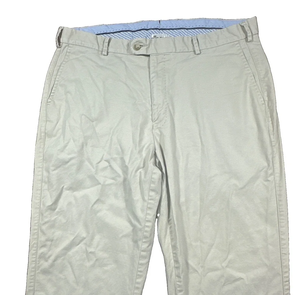 Peter Millar Pants Mens 38x30 Beige Chino Straight Pima Cotton Blend Casual B48